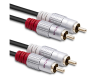 Kabel audio Qoltec Kabel 2x RCA męski / 2x RCA męski | 0.5m | Czarny